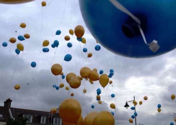 Release of balloons in Draperstown