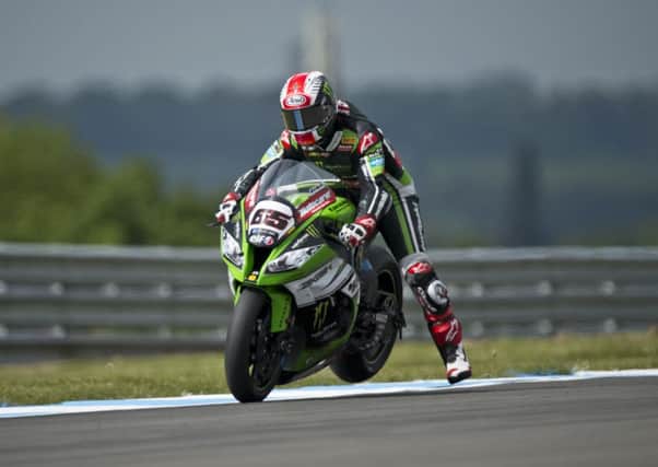 Jonathan Rea twice finished as the runner-up at Donington Park on the Kawasaki ZX-10R