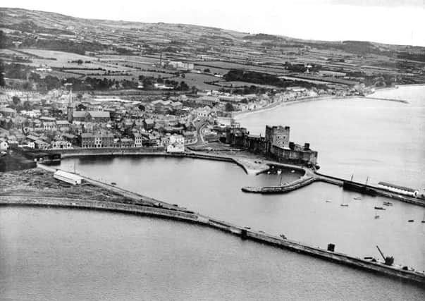 An aerial view of Carrickfergus in the 1950s.  INCT 20-732-CON