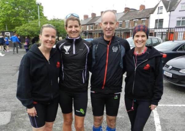 Gillian Strudwick, Gillian Barnhill, Gary Connolly and Caroline Salters at the Newry Marathon. INLT 22-929-CON