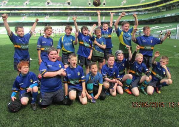Youngsters from Lisburn Rugby Club at the Aviva Stadium.