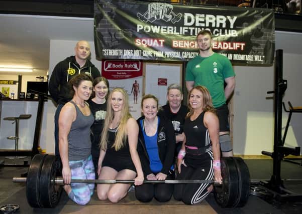 Some of the members of Derry Powerlifting are pictured after a training session at their base, Fighting Fit last week. Most will be involved in the Development Competition this weekend.