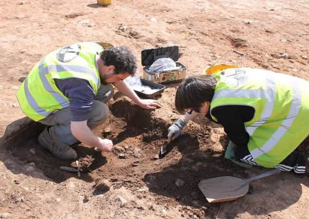Archaeologists from the Centre for Archaeological Fieldwork, QUB, dig at Tullaghoge for the Environment Agency