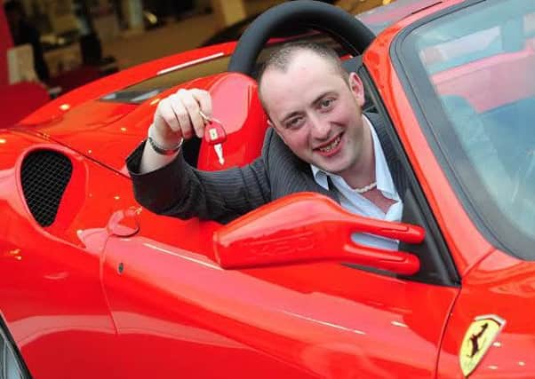 PACEMAKER: Ryan Magee pictured with his£157,000 ferrari F430 Spider his dream car back in 2008.Ryan won £6.4 million on a Euromillions win