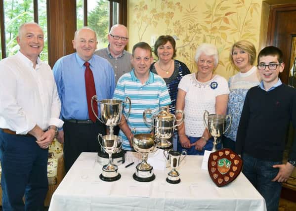 Junior and senior prize winners of Clough Church Bowls Club who recieved their awards at the end of season dinner/ prize event in Tullyglass Hotel, Ballymena. INBT 20-812H