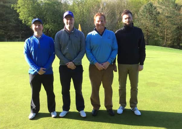 Graeme Dickson, second left, won the gross prize thanks to level par 70 at Dunmurry Golf Club.