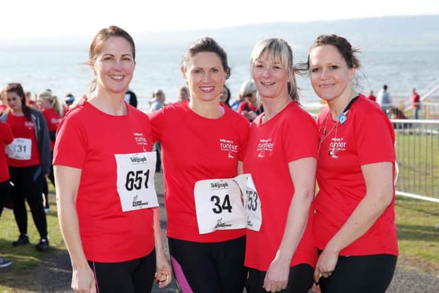 . Pictured after they completed Runher are Susan McQuillan, Joanne Bassett, Lisa Pearson and Sharon Bridge from Lisburn.