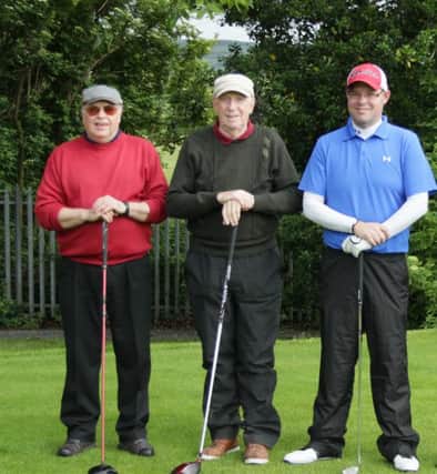 Jim Hanna, Frank Murray and John Oakes, winner of Laganview Driving Range stroke competition.
