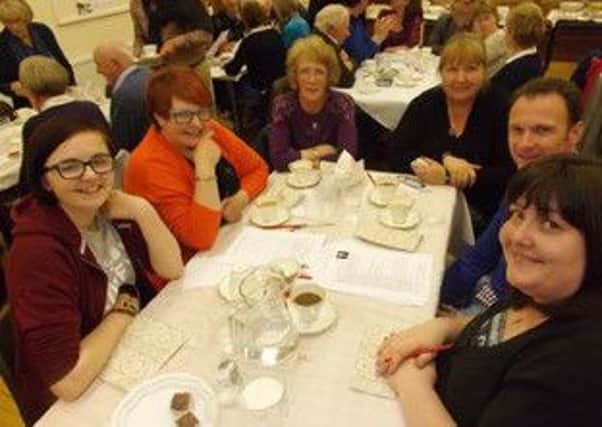(From left): Ellie McAuley, Michelle McAuley, Elizabeth McGarel, Alison Allen, Ross Anderson, Norma Thompson enjoyed the "murder mystery" evening. INLT 24-655-CON
