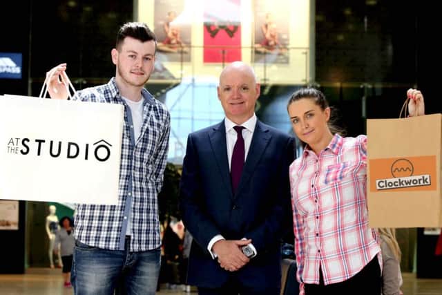 Rushmere manager Martin Walsh, centre with At The Studio manager Adam Brown and Clockwork manager Julie Dempster. INPT24-024