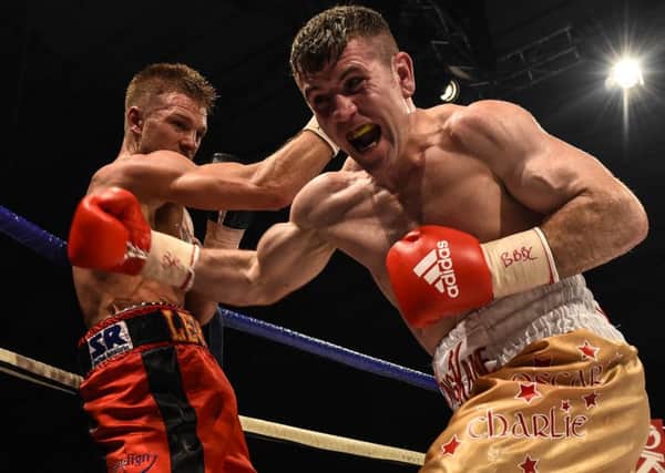 Eamonn O'Kane, pictured in action during his victory over Lewis Taylor on 'The Time Is Now" bill in Lavey last month, has been linked with Billy Joe Saunders.