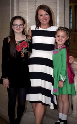 Cathryn Bartolovic,  a first year degree student from Ballycastle with her daughters Eva and Ana. inbm24-15 kma