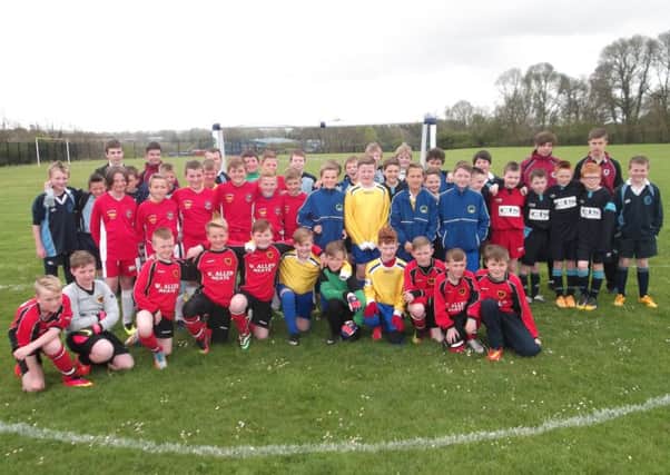 Pupils from five local primary schools who took part in a football tournament hosted by Cullybackey College. Camphill PS eventually emerged victorious, beating Ballykeel PS in the final.