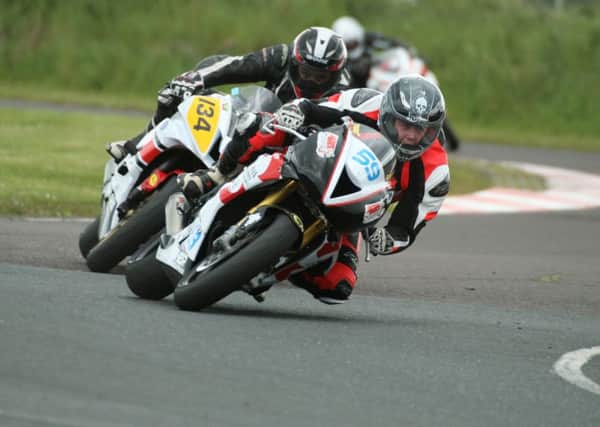 Darryl Tweed from Ballymena on his Triumph in Saturday's meeting at Kirkistown. Picture: Roy Adams.