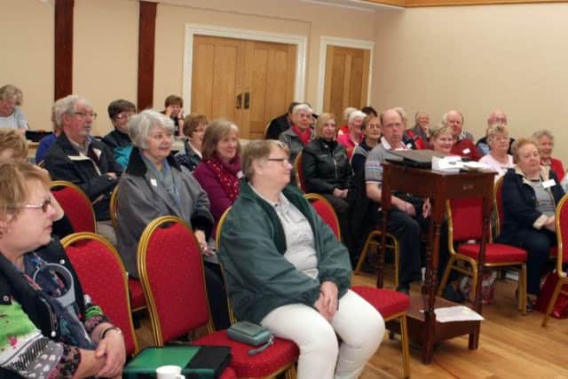 DR Bob Curran addresses the audience on Tuesday at the Old Courthouse.INBM24-15 011SC.