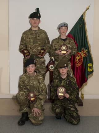 With fellow award winners is (back right) Cadet Calvin Tweed (Whitehead ACF) who won Best Cadet in his platoon. INCT 23-793-CON