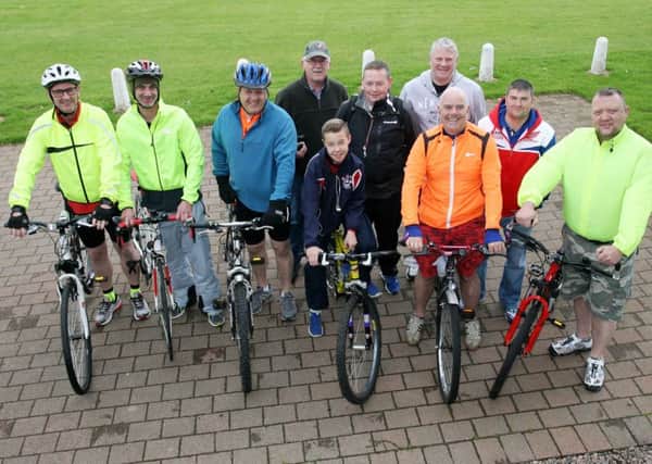 Members of Broughshane and Buckna Masonic Lodges pictured prior to their cross community sponsored cycle in aid of the Ballymena Bears. INBT24-265AC