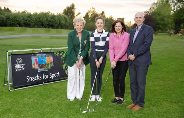 Lady captain Margaret Boyd and Tim McVicker from Forest Feast, sponsor, pictured with Kathryn Murphy and Julia Moore, both from Lisburn, who were among the winners at the annual Forest Feast Ladies Open golf competition at Lisburn Golf Club.