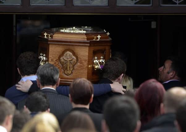 The funeral of 17-year-old Ronan Hughes at St Patrick's Church in Clonoelast month.