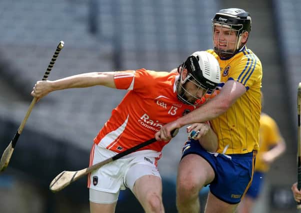 Armagh's Martin Moan and Keith Kilkenny of Roscommon
 in action.