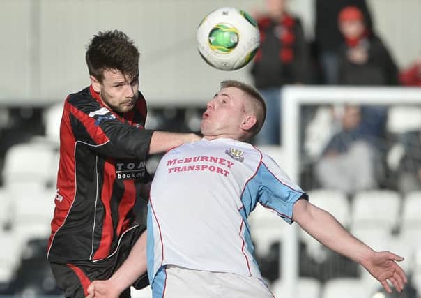 Nathan Hanley, pictured here in action for Crusaders, and David Cushley will be team-mates at Ballymena United next season. Picture: Press Eye.