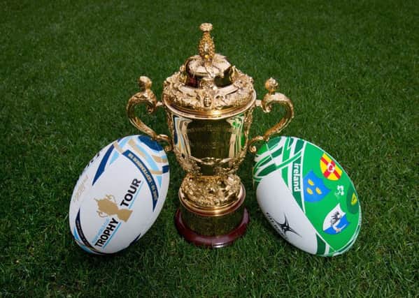 The Rugby World Cup trophy will be in the Guidlhall this Tuesday.