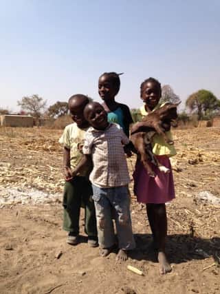 Children in  Shabawa village, in the Milandu wardin central Zambia. Local families benefitting from ConcernsRAIN project are given goats  and chickens as part  of the initiative tocurb chronic malnutrition in  children.  Picture: Lorna McKay