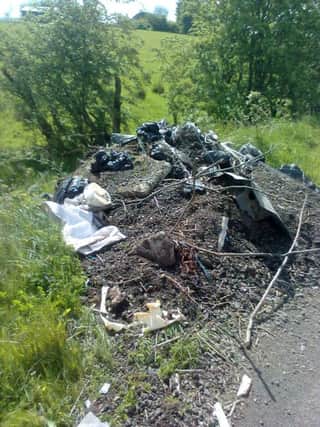 The large pile of rubbish on the Ballyveely Road near Loughgiel.