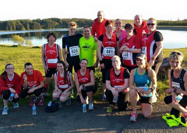 The Larne Athletic Club contingent at the East Antrim trail race. INLT 25-911-CON