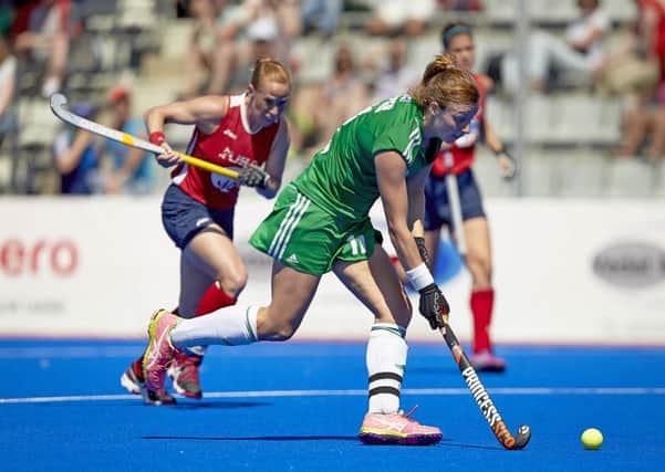 Ireland's Megan Frazer makes a break for goal. Picture by David Aliaga/Inpho