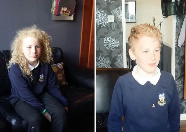 Ethan Booth before and after his haircut.  The funds raised from the venture will go towards two charities, while Ethan's hair will be donated to the Little Princess Trust.  INCT 24-730-CON