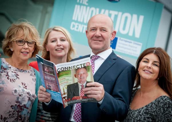 Members of Londonderry Chamber of Commerce, pictured at the launch of their magazine, Connected, at North West Regional Science Park.  Mary Miller (advertising), Jackie Logan (editor), Seamus Browne (Browne Printers) and Sinead McLaughlin, chief executive, Londonderry Chamber of Commerce.