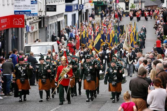 Parading through Ballymena during the Armed Forces Day parade. INBT26-249AC
