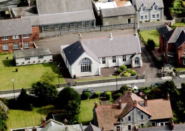 An aerial view of Whitehead Methodist Church and air raid shelter, which it plans to convert to a church hall. INCT 26-703-CON