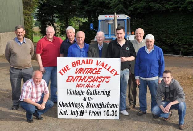 The Braid Valley Vintage Enthusiasts is holding its annual vintage gathering and donkey derby at The Sheddings, Broughshane, on Saturday, July 11 from 10.30am. Entry for vehicles, stationary engines and donkeys can be taken on the day. Contact John Crothers on 07802 537124 or Sammy Millar on 07850 795577.