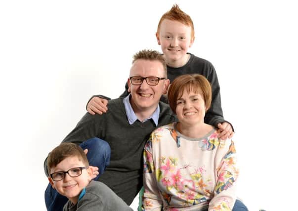 Lorraine and Paul McCaw pictured with their two children, Cameron,  (11) and Caleb, (6)  INBT-27F-MCCAW FAMILY.
