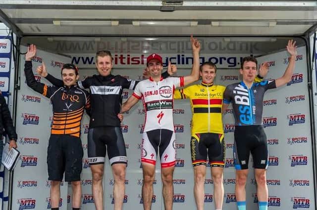 Gareth McKee (second from right) shows off his Banbridge colours on the podium in Cathkin Braes.