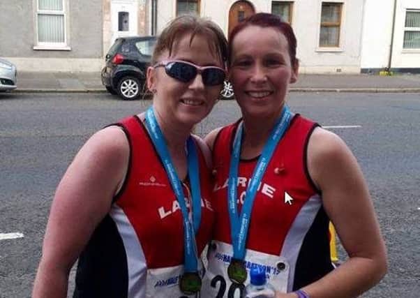 Larne AC's Norma Johnston and Emily Boal at Ards Half-Marathon.  INLT 27-928-CON