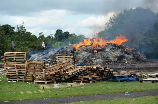 A bonfire in the Warren Estate in Lisburn was set alight some time between 4am and 6am on Friday 26 June. Pic - 
Declan Roughan