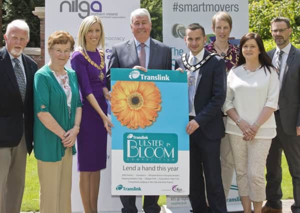 David Brown; Moira Rodgers, Whitehead in Bloom; Timothy Gaston, Deputy Mayor Mid and East Antrim Borough Council; Alderman Carla Lockhart, president NI Local Government Association; Frank Mitchell, Translink chairman; Susan Lynn, The Conservation Volunteers; Mandy Hall , Mid and East Antrim Borough Council; Philip Thompson, director of operational services, Mid and East Antrim Borough Council. INLT 27-663-CON