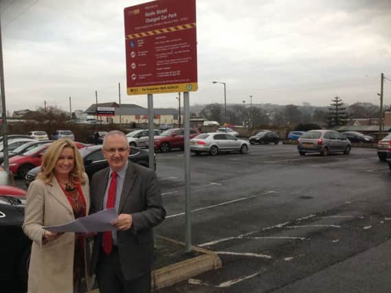 Ulster Unionist MLA Jo-Anne Dobson with Regional Development Minister Danny Kennedy MLA surveying the plans for Banbridges first Bus Station.