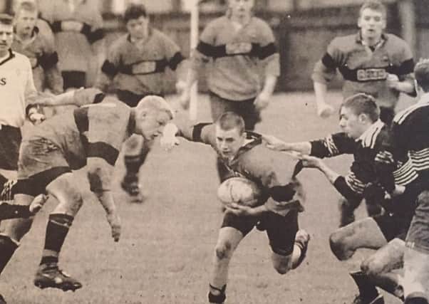 Carrickfergus Rugby Club's under-18s on the attack against Ards. INLT 27-907-CON