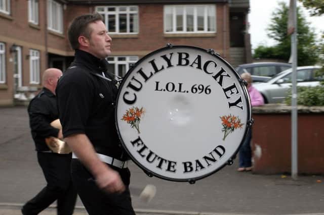 Beating the drum for Cullybackey Flute Band. INBT28-211AC