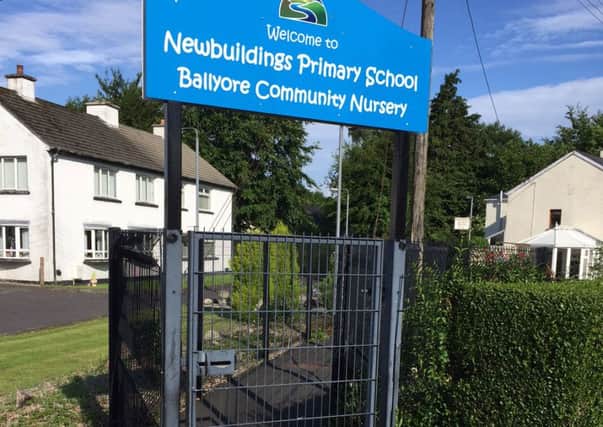 The Duncastle Road entrance to Newbuildings Primary School