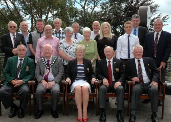 Mid and East Antrim Mayor Billy Ashe (second from left, front row) with members of Carrickfergus Golf Club at the launch of Open Week which runs from July 25 to August 1. INLT 28-909-CON