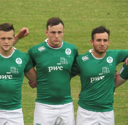 Alex Thompson lining up for Ireland u20s at the World Cup in Italy.