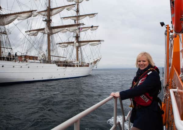 The Mayor of Causeway Coast and Glens Councillor Michelle Knight-McQuillan welcoming the Tall Ships to the borough before they set sail off from Portrush on Monday.