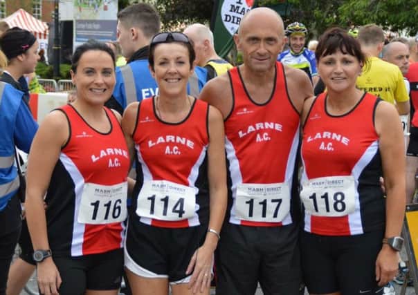 Gillian Logan, Heather Baxter, William Thompson and Melissa Whiteside at the Comber 10k. INLT 28-920-CON
