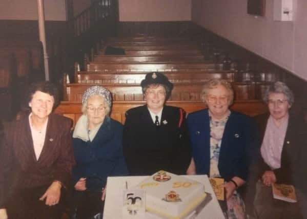 Pictured during the 50th anniversary celebrations of Cairncastle Boys' Brigade are (L-R) Mrs Phyllis Robinson, the late Mrs Jessie Clarke, Mrs Iris Morton, Mrs Eileen Peoples and Miss Beth Morton. INLT-28-713-con