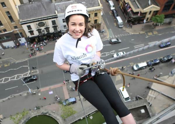Holly Harkness 'takes the plunge' at the Europa Hotel to fundraise in memory of her friend Bethany Topping